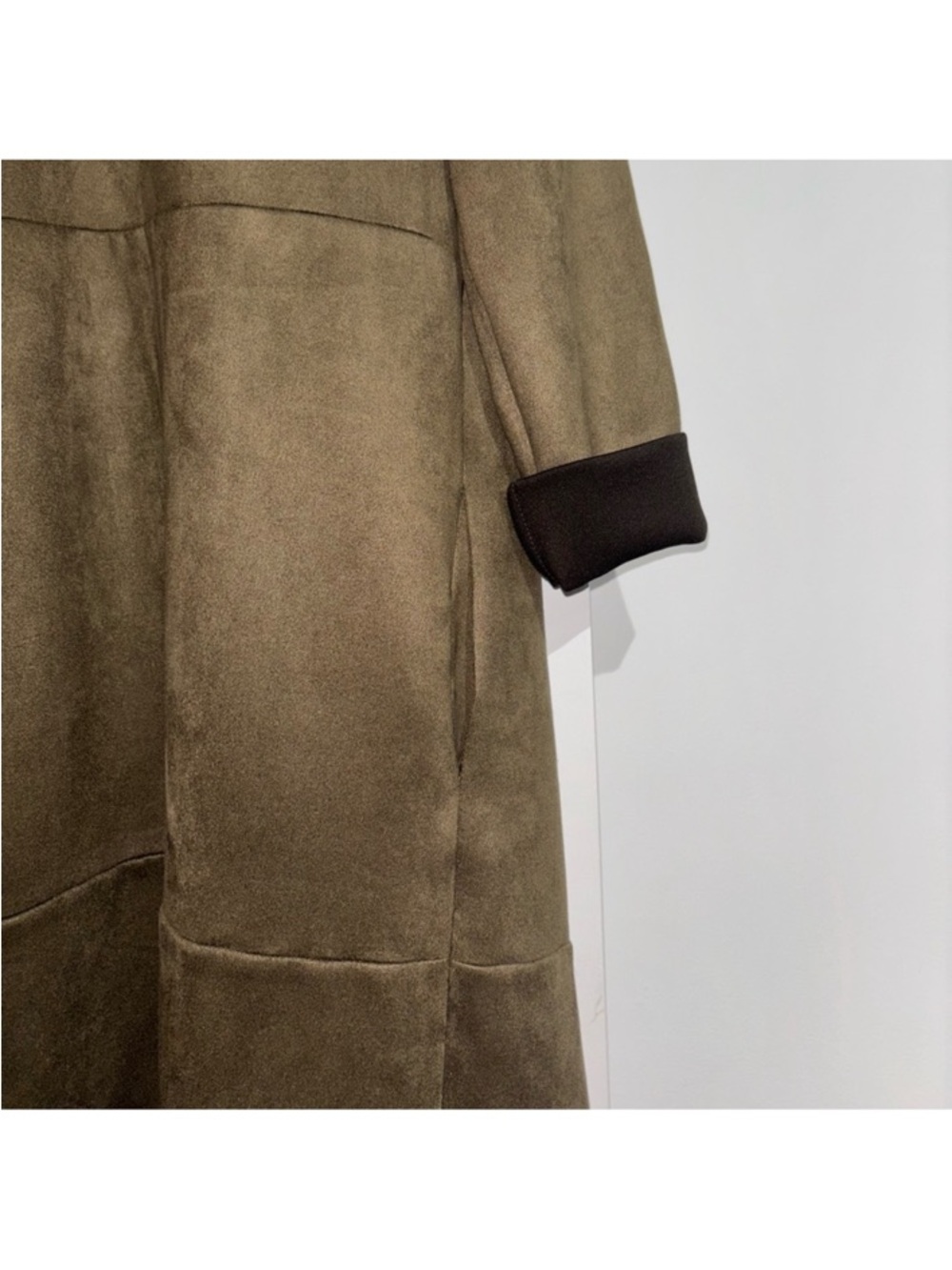 Zara Olive Green Long Coat - Size S - Picture 4 of 4
